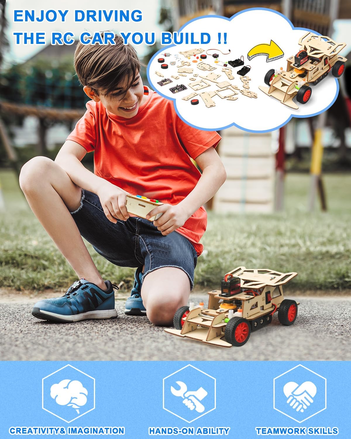 DIY Wooden RC Race Car STEM Kit for Kids