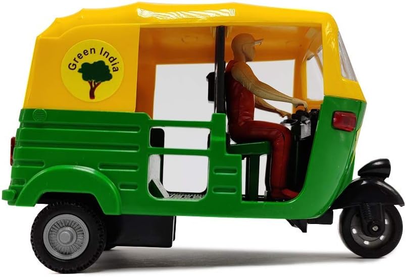 Indian Auto Rickshaw Toy with Driver Figurine