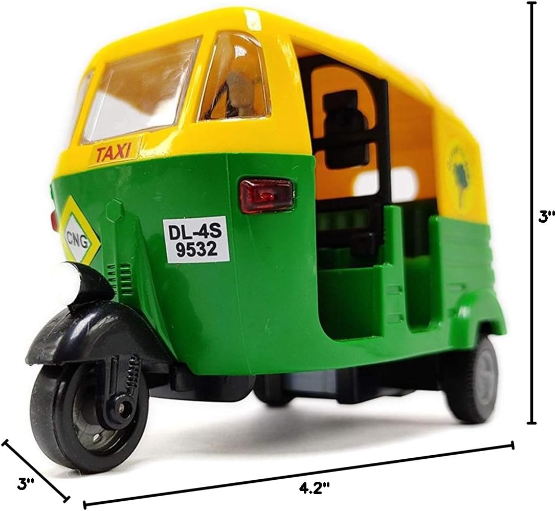 Indian Auto Rickshaw Toy with Driver Figurine
