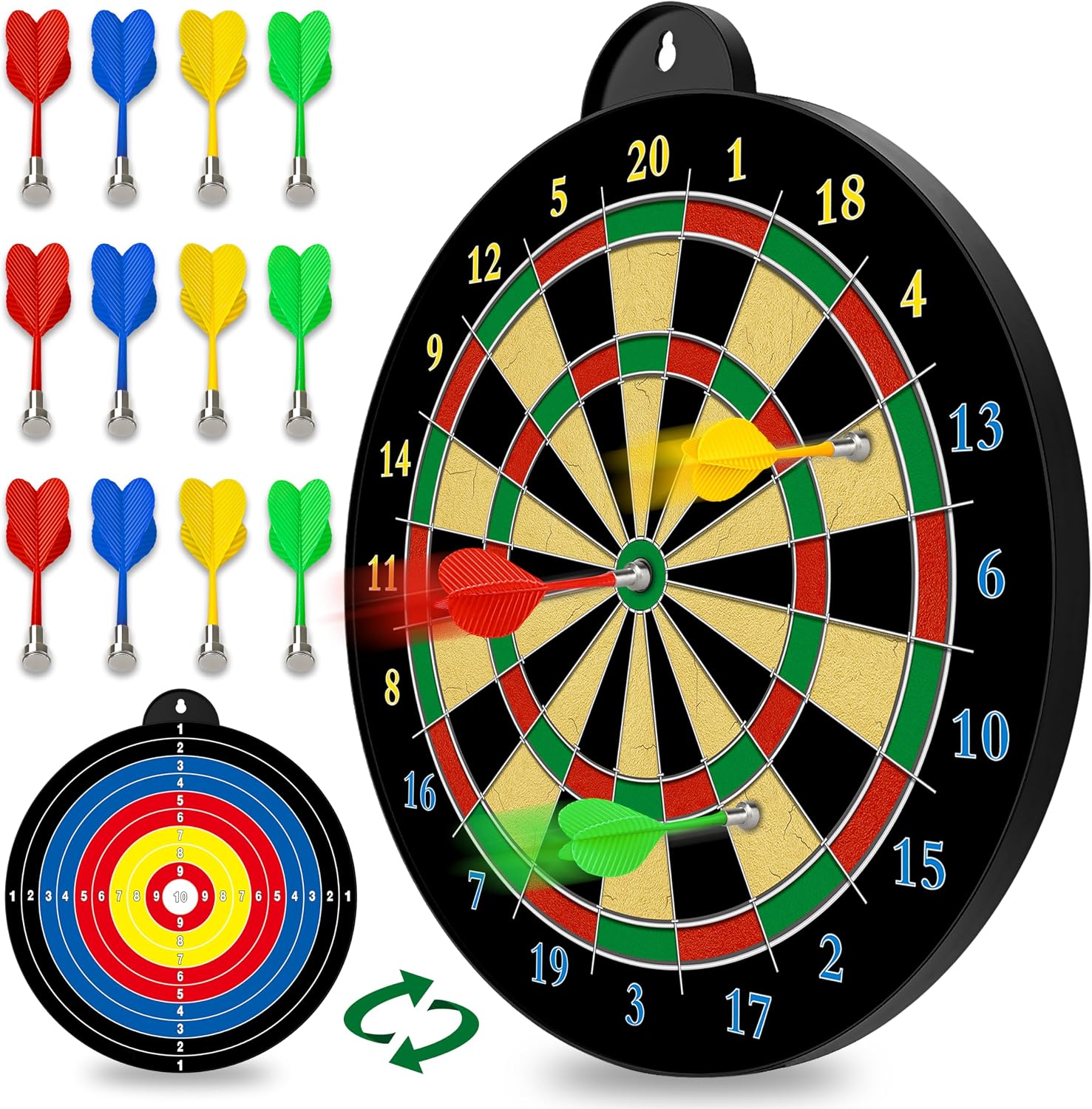 Magnetic Dart Board Game Set with 12 Safe Darts for Kids