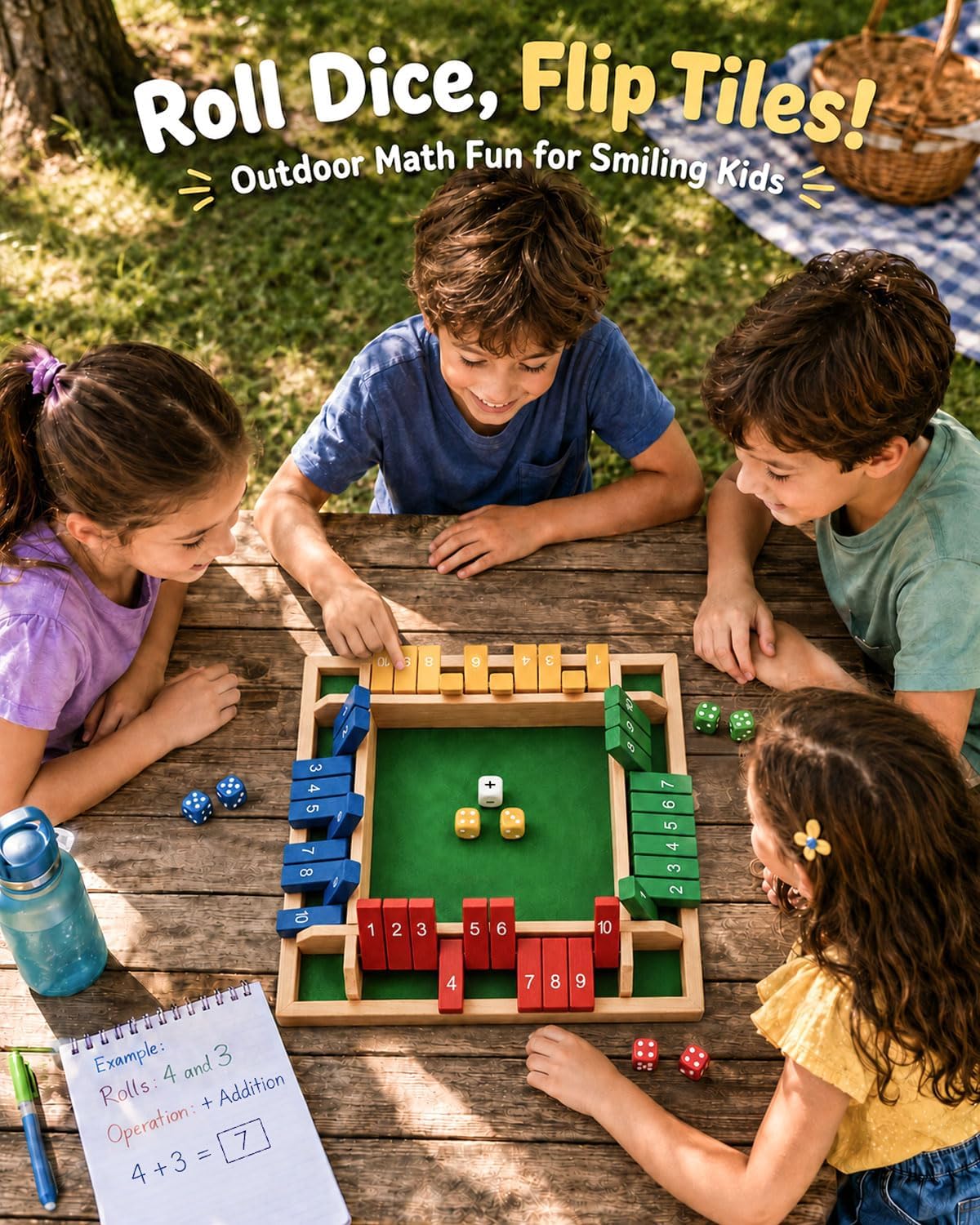 Wooden Shut the Box - 4-Player Math Game